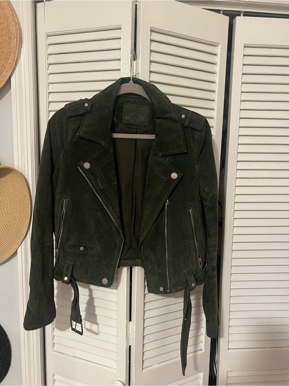 Blank NYC Olive Green Suede Moto Jacket